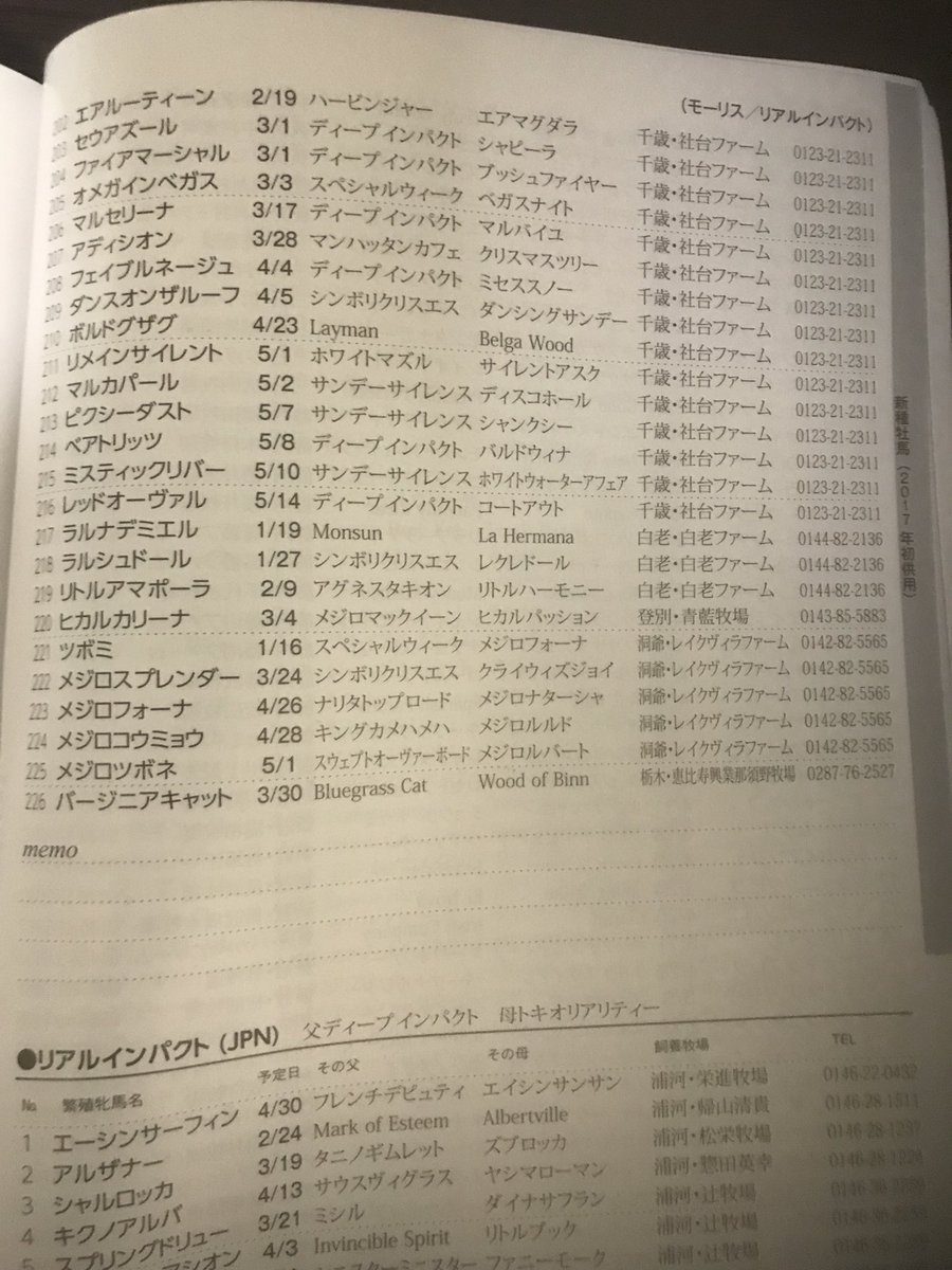 【競馬】モーリスの配合相手一覧発表(社台G)