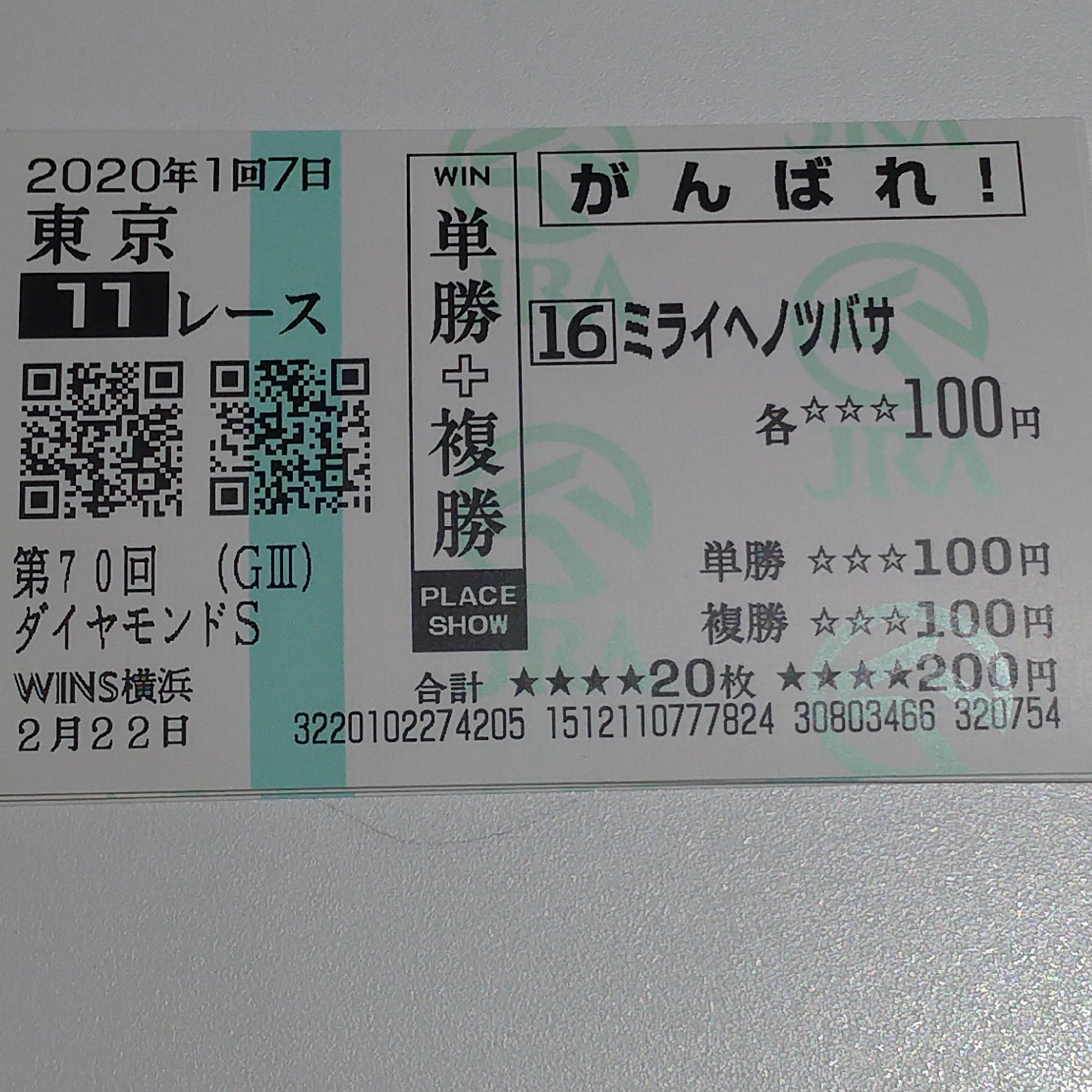 【競馬】[画像] ミライノツバサの馬券買ってた者だけど…