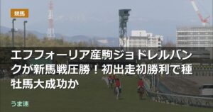 エフフォーリア産駒ジョドレルバンクが新馬戦圧勝！初出走初勝利で種牡馬大成功か