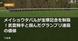 メイショウタバルが宝塚記念を制覇!武豊騎手と掴んだグランプリ連覇の価値 メイショウタバルが宝塚記念を制覇!武豊騎手と掴んだグランプリ連覇の価値