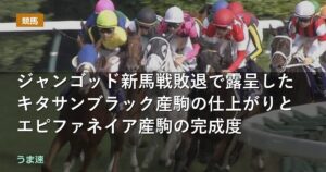 ジャンゴッド新馬戦敗退で露呈したキタサンブラック産駒の仕上がりとエピファネイア産駒の完成度