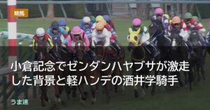 小倉記念でゼンダンハヤブサが激走した背景と軽ハンデの酒井学騎手 小倉記念でゼンダンハヤブサが激走した背景と軽ハンデの酒井学騎手