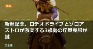 新潟記念、ロデオドライブとゾロアストロが激突する3歳勢の斤量克服が鍵