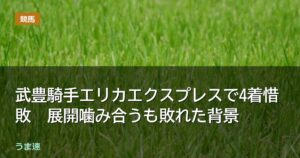 クイーンS武豊騎手エリカエクスプレスで4着惜敗　展開噛み合うも敗れた背景