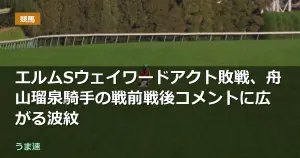 エルムSウェイワードアクト敗戦、舟山瑠泉騎手の戦前戦後コメントに広がる波紋 エルムSウェイワードアクト敗戦、舟山瑠泉騎手の戦前戦後コメントに広がる波紋