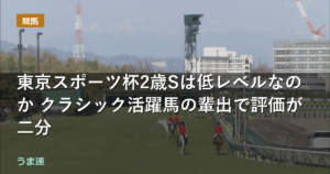 東京スポーツ杯2歳Sは低レベルなのか クラシック活躍馬の輩出で評価が二分