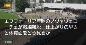 エフフォーリア産駒のノヴァヴェローチェが戦線離脱、仕上がりの早さと体質面をどう見るか