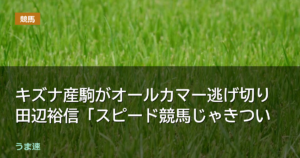 キズナ産駒メイショウゲキリンがオールカマー逃げ切り 田辺裕信「スピード競馬じゃきつい キズナ産駒メイショウゲキリンがオールカマー逃げ切り 田辺裕信「スピード競馬じゃきつい