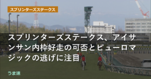 スプリンターズステークス、アイサンサン内枠好走の可否とピューロマジックの逃げに注目
