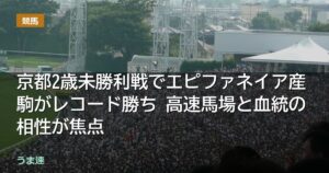 京都2歳未勝利戦でエピファネイア産駒がレコード勝ち 高速馬場と血統の相性が焦点