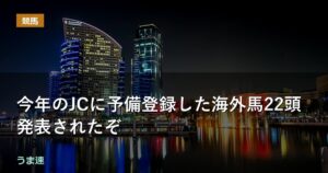 今年のJCに予備登録した海外馬22頭発表されたぞ