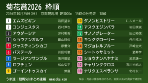 第87回菊花賞はロブチェンが4枠8番に入る 距離適性と枠順配置の評価